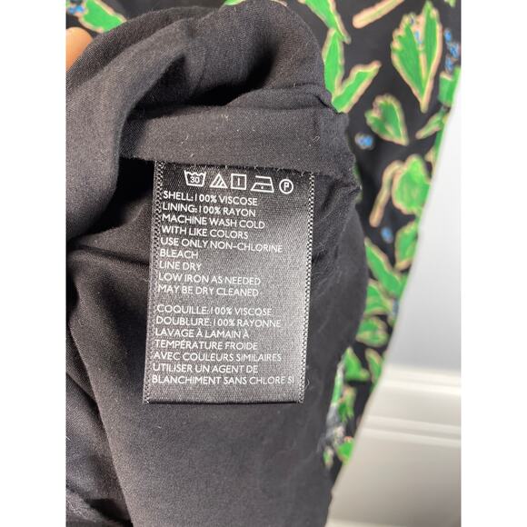 Urban Outfitters, Size Small, Black and Green Leaf Print Mini Slip Dress, EUC - Picture 4 of 7